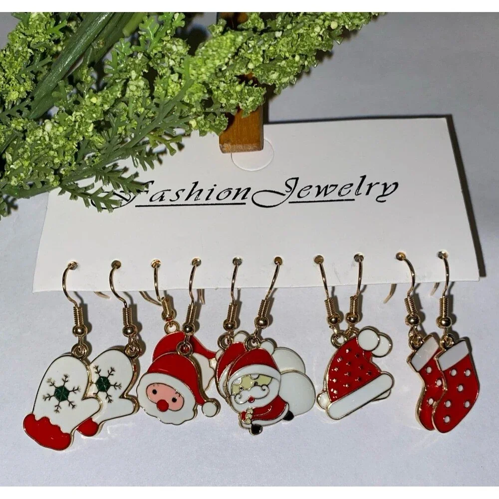 Christmas‎ Jewelry Earrings Santa St Nick Mittens Stocking Stuffer Gift for Her